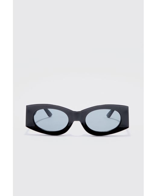 Boohoo White Oval Chunky Plastic Sunglasses In Black