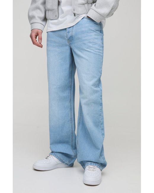BoohooMAN Men's Blue Tall Relaxed Rigid Jeans