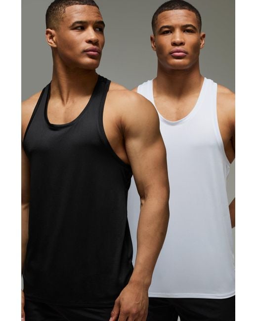 Boohoo Black Active Lightweight Essentials Gym Tank 2 Pack
