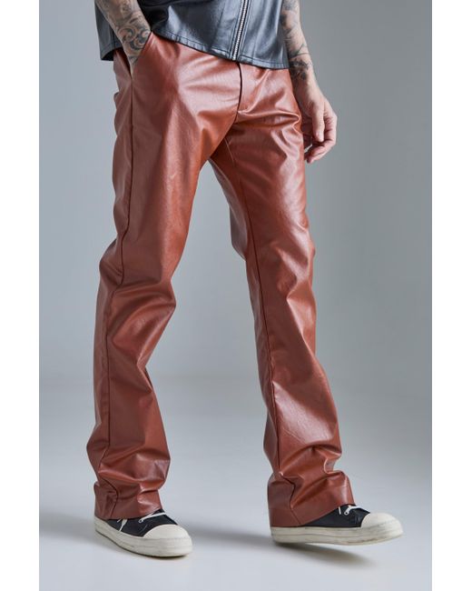 BoohooMAN Tall Slim Flare Pu Tailored Pants for men