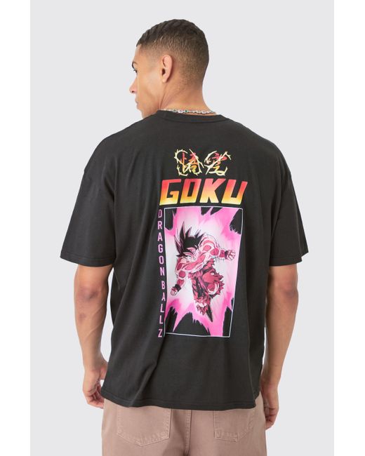 BoohooMAN Gray Oversized Dragon Ball Z Anime License T-shirt for men