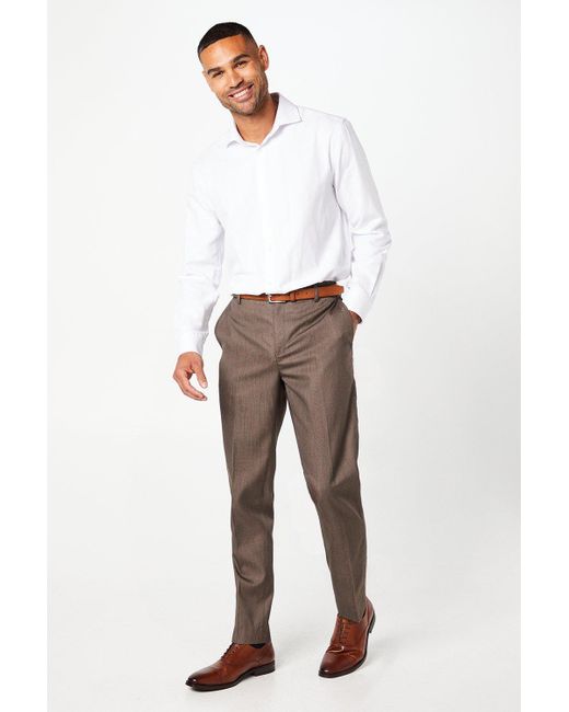 BoohooMAN White Tailored Fit Smart Trousers for men