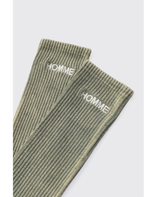BoohooMAN Overdyed Green Socks for men