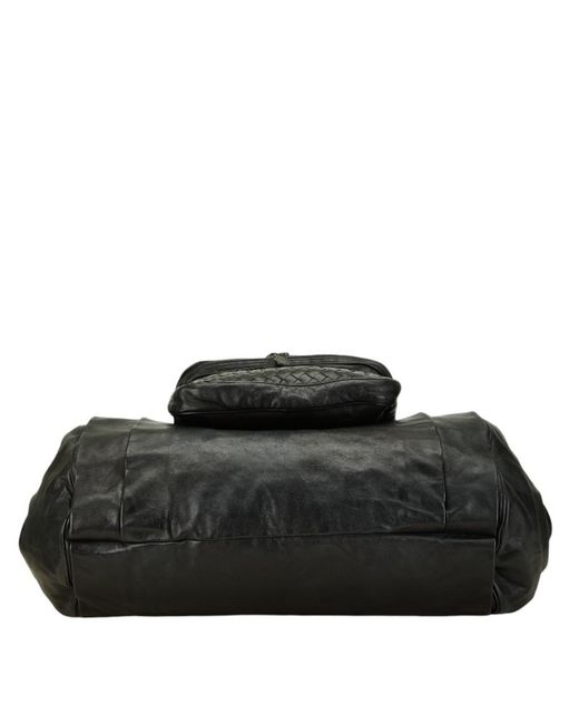 BoohooMAN Bottega Veneta Preloved Intrecciato Leather Overnight Bag Unisex - Black Travel Bags for men