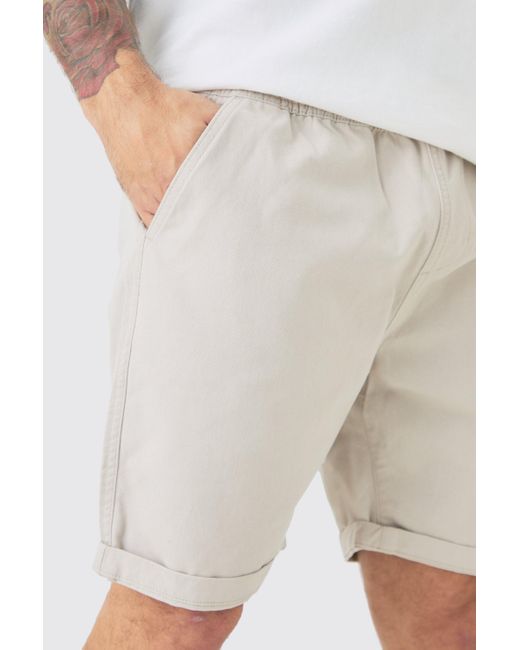 BoohooMAN Gray Slim Fit Elastic Waist Bermuda Shorts for men