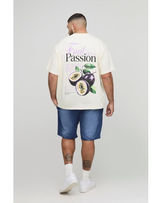 BoohooMAN Plus lockere Shorts mit Spray-Waschung in Blue für Herren