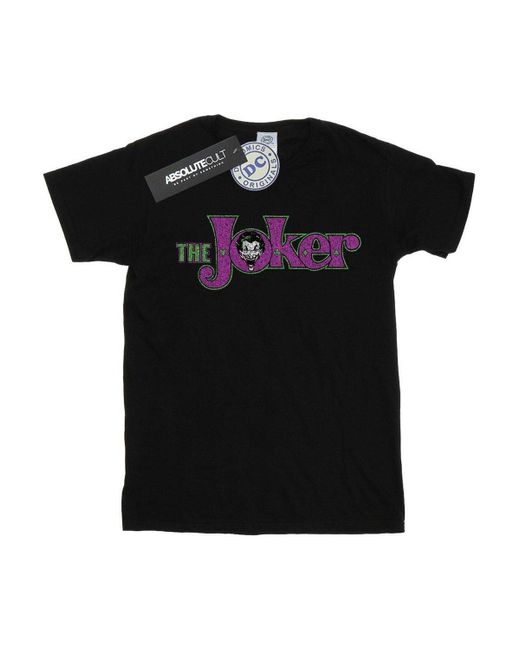BoohooMAN Black Dc Comics The Joker Crackle Logo T-shirt for men