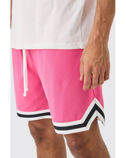 BoohooMAN Pink Loose Fit Mesh Basketball Short for men