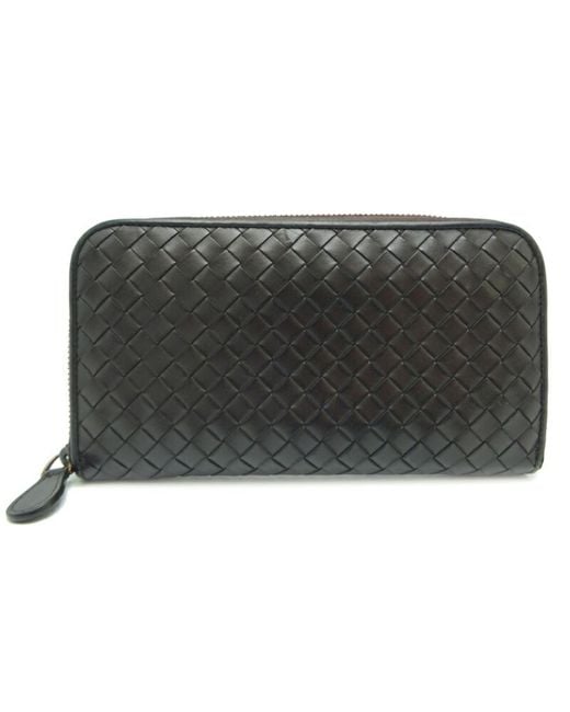 BoohooMAN Black Bottega Veneta Preloved Intrecciato Zip Around Wallet - Brown for men