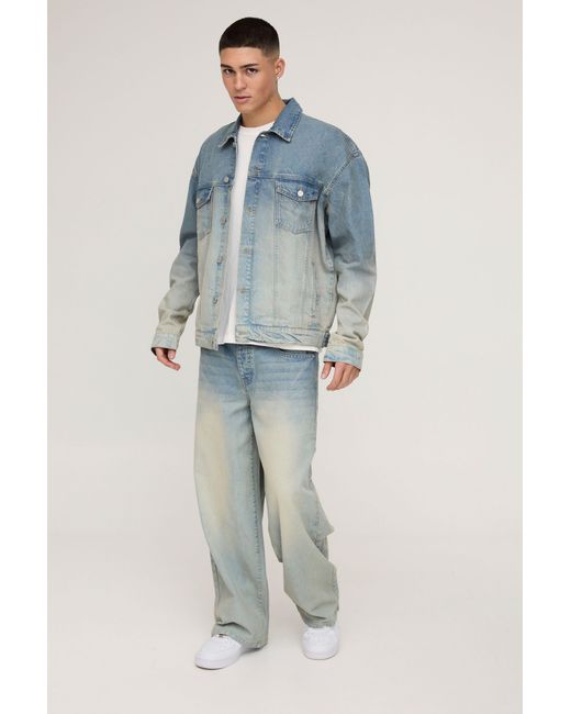 BoohooMAN Blue Oversized Jean Jacket for men