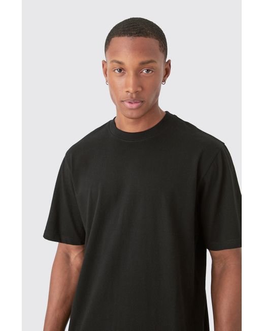BoohooMAN Black Basic Longline Crew Neck T-shirt for men