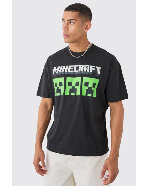 BoohooMAN Green Oversized Minecraft License T-shirt for men