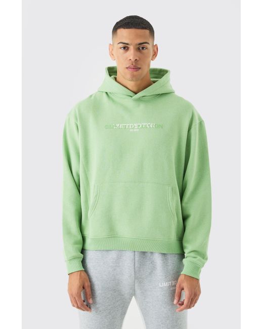BoohooMAN Green Oversized Boxy Over The Head Hoodie for men