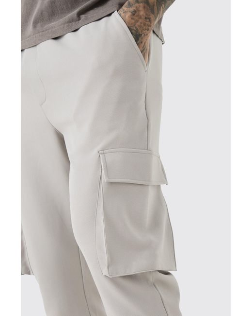BoohooMAN Tall Elastic Lightweight Stretch Skinny Cargo Trouser in Gray für Herren