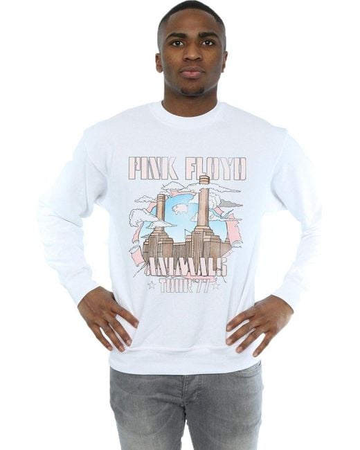 BoohooMAN White Pink Floyd Animal Factory Sweatshirt for men