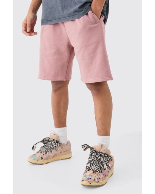 BoohooMAN Pink Relaxed Fit Mid Length Heavyweight Short for men