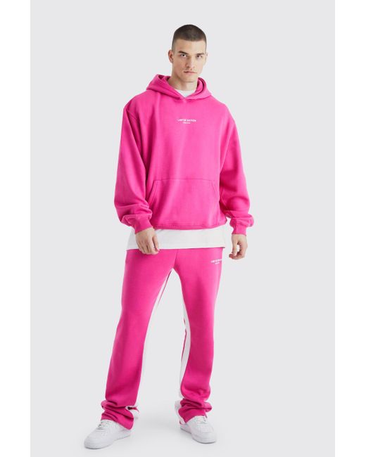 BoohooMAN Pink Tall Oversized Boxy Limited Hooded Tracksuit for men