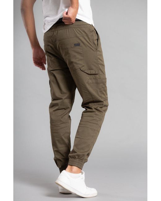 BoohooMAN Green Tokyo Laundry Cotton Drawstring Cargo Trousers for men