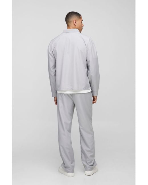 BoohooMAN Gray Oversized Ripstop Overshirt & Relaxed Trouser Set