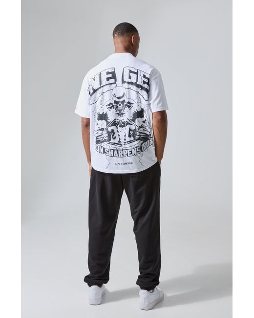 BoohooMAN Man Active X Og Gym Oversized Extended Neck T-shirt in Gray für Herren
