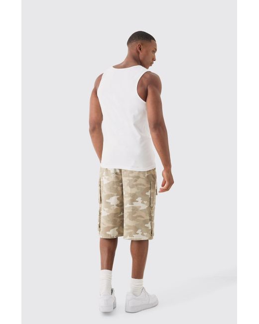 BoohooMAN Slim Rib Contrast Panel Vest in White für Herren