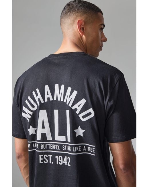 BoohooMAN Active Oversized Muhammad Ali Est. 1942 License T-shirt in Gray für Herren