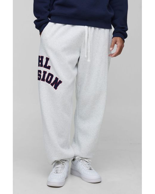 BoohooMAN Tall Oversize Jogginghose mit Applikation in Blue für Herren
