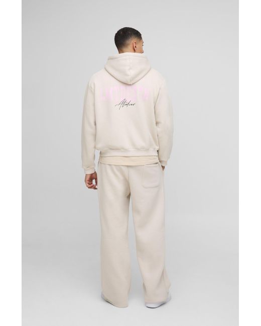 Boohoo Natural Oversized Boxy Homme Contrast Stitch Zip Through Tracksuit