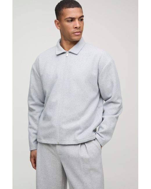 BoohooMAN Strukturiertes Oversize Overshirt in Gray für Herren