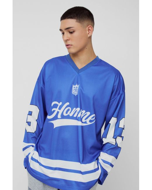 BoohooMAN Oversize Homme Mesh Hockey-Oberteil in Blue für Herren