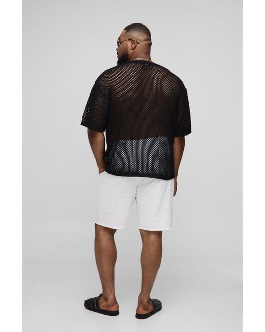 Boohoo Black Plus Fishnet Crochet Oversized T-Shirt