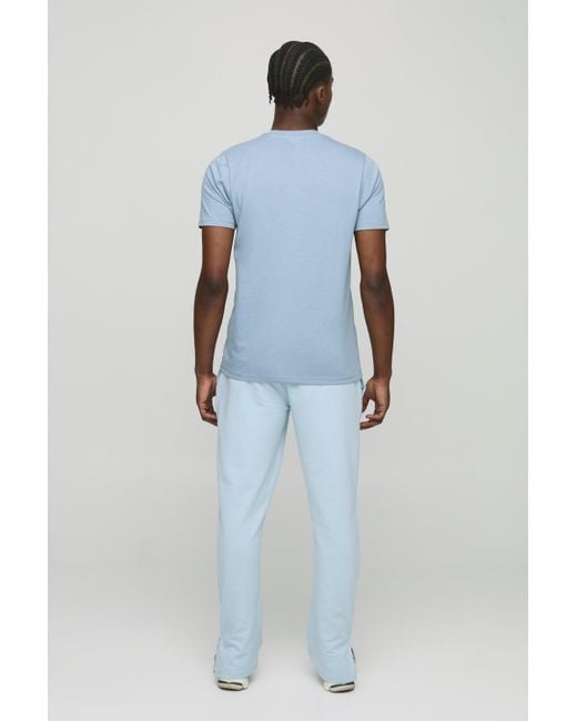 BoohooMAN Basic Jogginghose mit geteiltem Saum in Blue für Herren