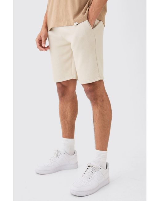 BoohooMAN White Loose Fit Mid Length Basic Shorts for men
