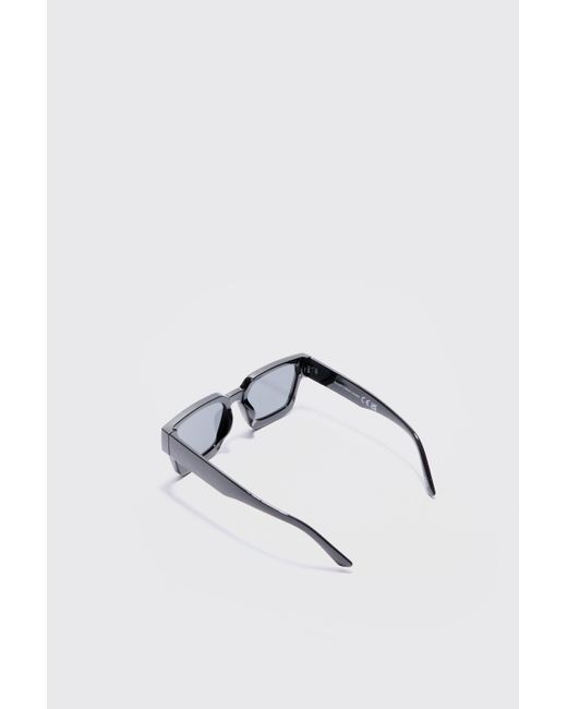 BoohooMAN Plastic Retro Sunglasses In Black in White für Herren