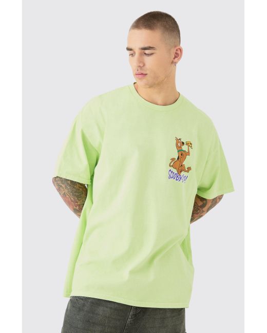 BoohooMAN Green Oversized Scooby Doo Wash License T-shirt for men