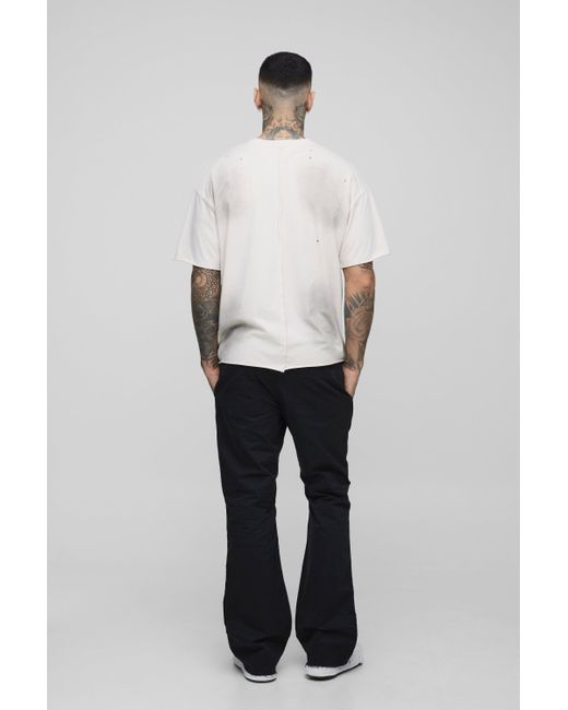 BoohooMAN Black Tall Elasticated Waist Flared Pants for men
