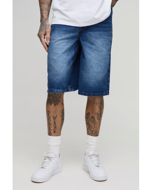 BoohooMAN Blue Tall Relaxed Fit Jorts for men