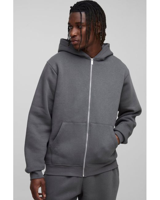 Boohoo Gray Tall Basic Regular Zip Through Hoodie