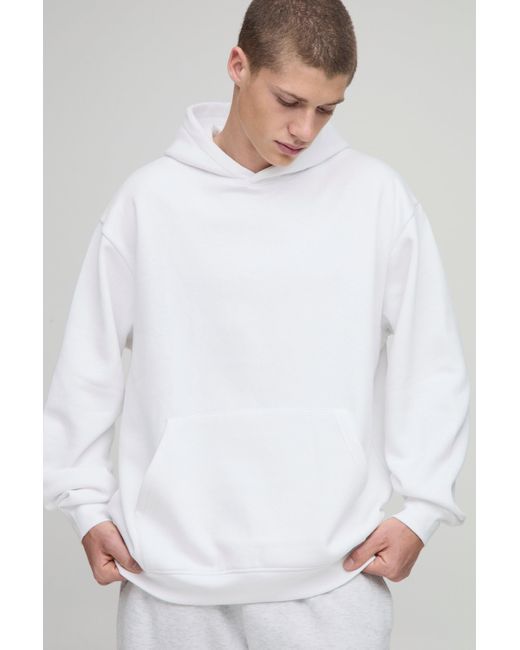 Basic Oversized Over The Head Hoodie Boohoo de color White