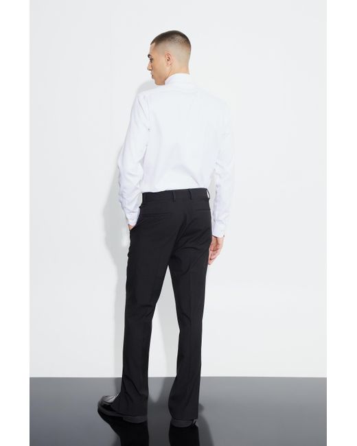 BoohooMAN Black Straight Fit Trouser With Front Split Hem for men