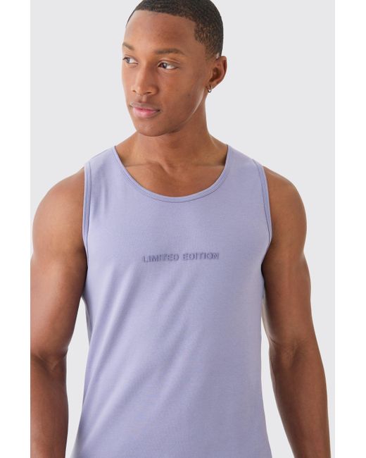 BoohooMAN Purple Premium Muscle Fit Limited Super Clean Interlock Vest for men