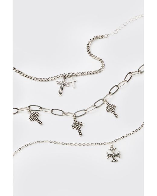 BoohooMAN Blue Cross Charm Bracelet 3 Pack for men