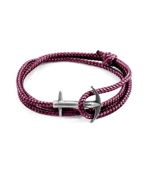 BoohooMAN Pink Anchor & Crew Admiral Anchor Silver And Rope Bracelet for men