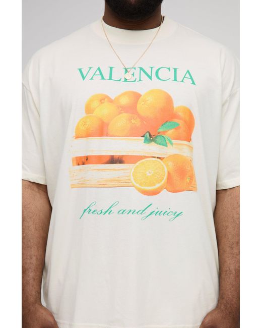 Camiseta Plus Oversize Con Estampado De Limón Valencia Boohoo de color Natural