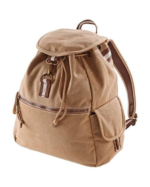 BoohooMAN Brown Quadra Vintage Canvas Backpack - 18 Litres Pack Of 2 for men