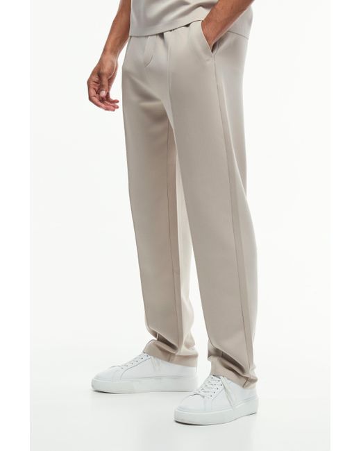BoohooMAN Regular Fit Premium Scuba Pintuck Sweatpants in Natural for Men Lyst UK