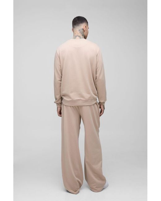 BoohooMAN Natural Tall Lightweight Loopback Regular Fit Basic Sweat for men