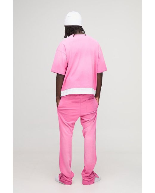 BoohooMAN Pink Ofcl Spray Wash Faux Layer Boxy Oversized T-Shirt for men