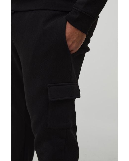 Plus Basic Skinny Fit Cargo Jogger Boohoo de color Black