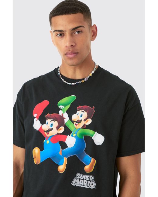 BoohooMAN Green Oversized Super Mario License T-shirt for men